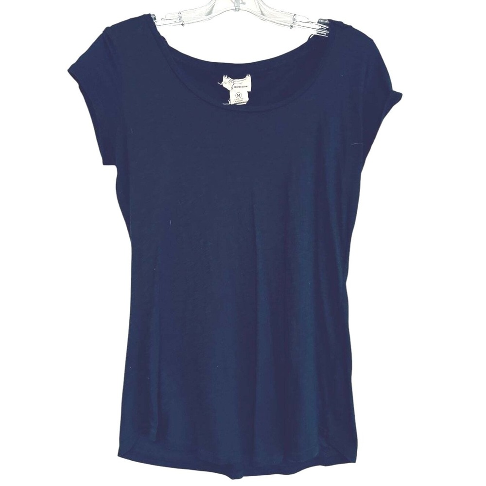 Andrea Jovine Women Shirt Cap Sleeve Embellished Sparkly Glamourous Party Blue M